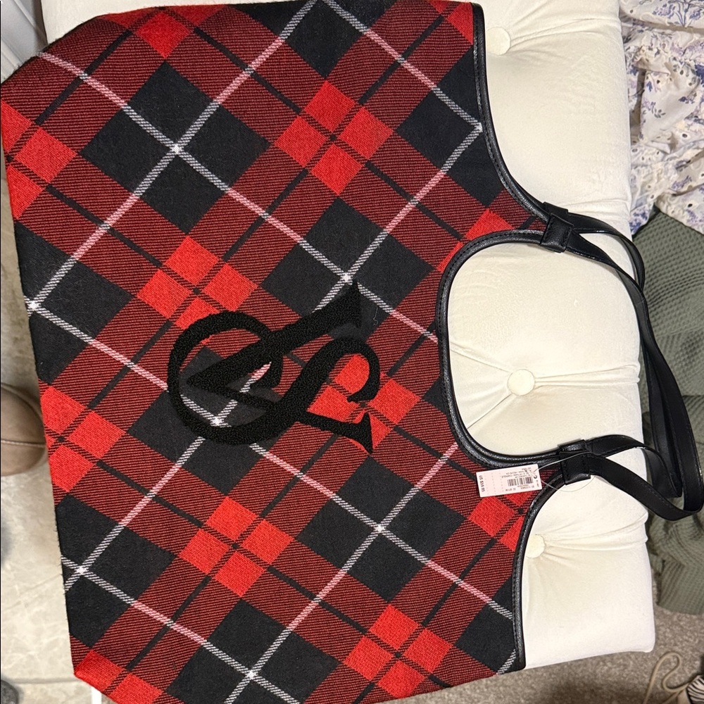 Victoria's Secret Red and Black Plaid Tote